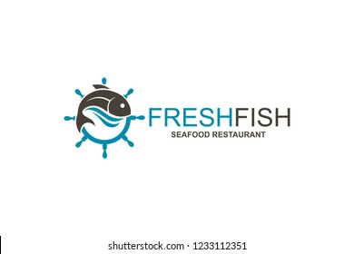 icono de pescado abstracto para el diseño del menú del restaurante aislado en fondo blanco
