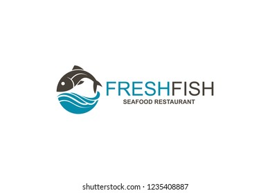 abstract fish icon for restaurant menu design isolated on white background