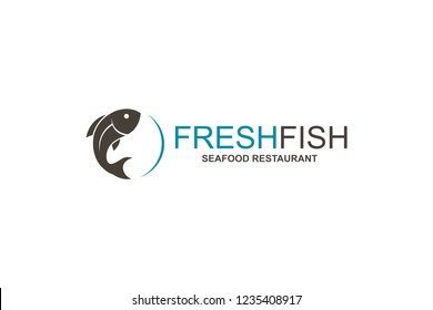 abstract fish icon for restaurant menu design isolated on white background