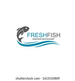 abstract fish icon for restaurant menu design isolated on white background