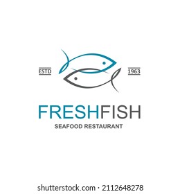 abstract fish icon for restaurant menu design isolated on white background