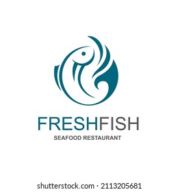 abstract fish icon for restaurant menu design isolated on white background