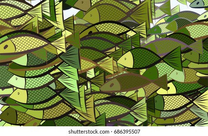 Abstract fish illustrations background pattern. Vector graphic.