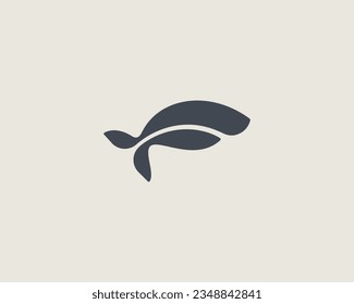 Abstract fish logo design template. Creative aquarium seafood restaurant logotype. Vector illustration.