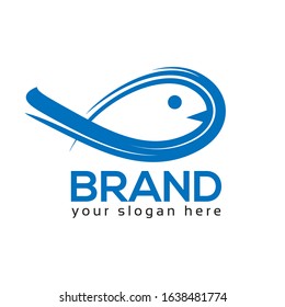 Abstract Fish logo, flat design. Vector Illustration on white background