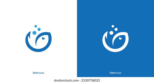 Abstract Fish Logo. Hook Eye Fish Hunter Logo, Icon, Symbol, Vector, Design Inspiration.