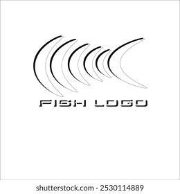  Abstract Fish Logo. A minimalist logo design featuring a stylized fish shape formed by overlapping curved lines. The simple and clean design conveys a sense of speed and agility.