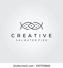 Abstract Fish Logo Minimalist Line Art Vector Symbol Illustration Design