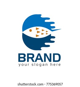 Abstract Fish logo.Vector fish in the sea. Vector illustration isolated on white background.