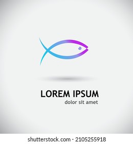 Abstract Fish minimalistic logo design. Flat color marine vector icon.