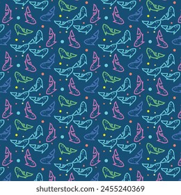 Abstract fish patten vector design with under the ocean color theme