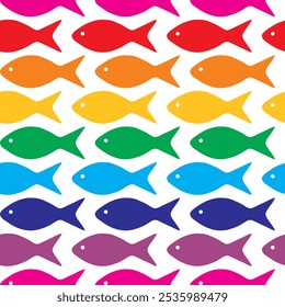 abstract fish rolorful rainbow  background seamless pattern vector for decoraative purpose