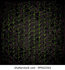Abstract fish scale green on black polygon pattern