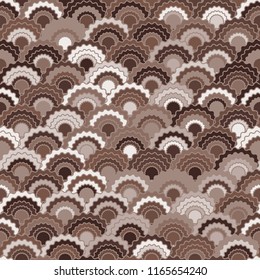 Abstract fish scales squama background, vector seamless fabric pattern, tiled textile print. Vintage chinese squama scales seamless arc tiles surface. Siren skin pattern.