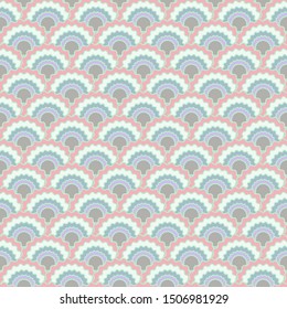 Abstract fish scales squama background, vector seamless fabric pattern, tiled textile print. Classic chinese squama scales seamless arc tiles mosaic. Reptile animal skin pattern.
