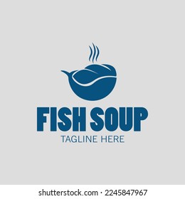 abstract fish and soup logo design
