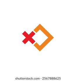 abstract fish square simple geometric colorful logo vector