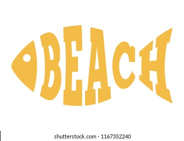 Abstract fish text beach, travel and holiday