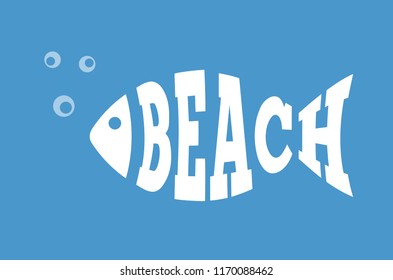 Abstract fish text beach, travel and holiday