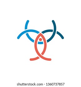 Abstract Fish Triple Group Community Line Art Sign Symbol