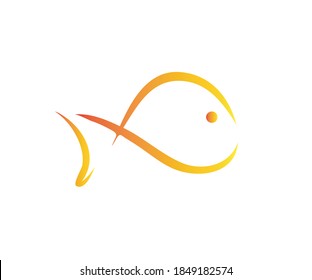 abstract fish vector illustration, gold fish icon. 