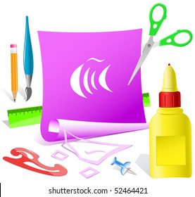 Abstract fish. Vector paper template.