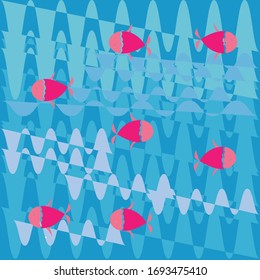 Peces abstractos en fondo ondulado