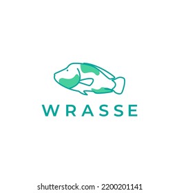abstract fish wrasses logo design
