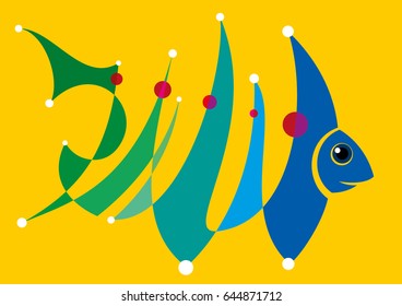 Abstract Fish in yellow background