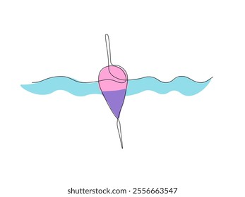 abstract fishing rod, continuous single line art drawing sketch, logo