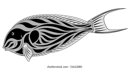 Abstract Fish-surgeon in the form of a tattoo
