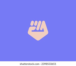 Abstraktes fist minimalistisches Logo. Universelles Symbol der Protestrevolution für Aufruhr. Vektorsymbol für Kreativleistung, Unabhängigkeit