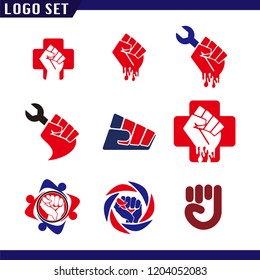 Abstract Fist set Logo element. Corporate branding identity design template. Fist Freedom design collection. Vector illustration