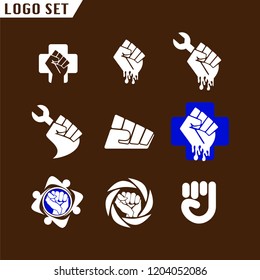 Abstract Fist set Logo element. Corporate branding identity design template. Fist Freedom design collection. Vector illustration