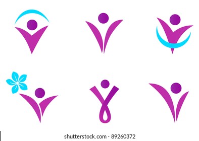 Abstract Fit Woman Icon Isolated On White - Pink