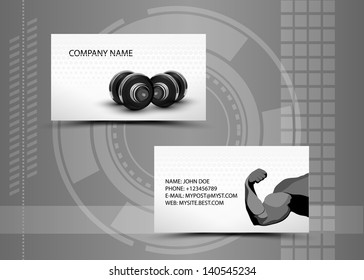 Abstract Fitness Business Card (set Template) - Vector