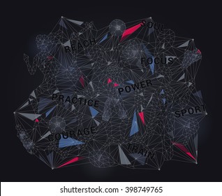 Abstract fitness concept in low polygon style. Vector