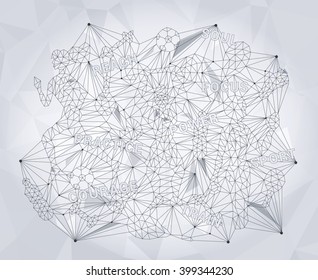 Abstract fitness concept in low polygon style. Black and white. Vector