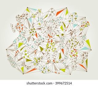 Abstract fitness concept in low-poly style. Vintage color version. Vector