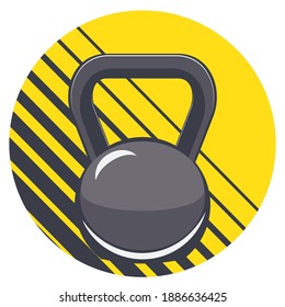 Abstract fitness themed retro design, kettlebell background illustration.