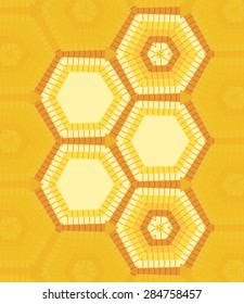 Abstract five hexagons text template of light colors for design workflow