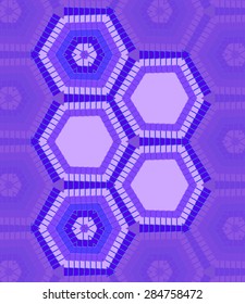 Abstract five hexagons text template of blue color for design workflow