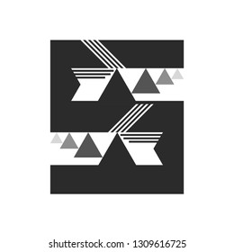 Abstract five letter design. Made of geometric objects and paths. Vector illustration