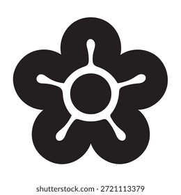 Icono de flor de pétalo de cinco pétalos Abstractas. Símbolo de glifo sólido para Naturaleza, floración y diseño orgánico.