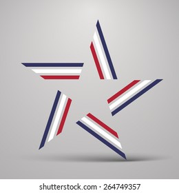 Abstract five pointed star made from color lines