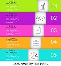 Abstract five simple steps on a colorful background.Vector infographic.