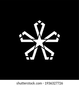 Abstract five star pentagon with diamond crown logo template