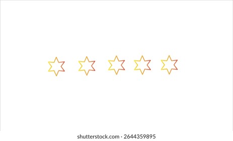 Abstract five stars customer product review icon on white background.