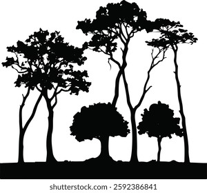 Abstract five tree set vector