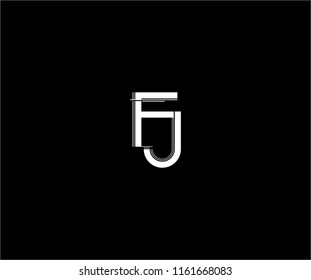 abstract FJ linked monogram stripe line logo design